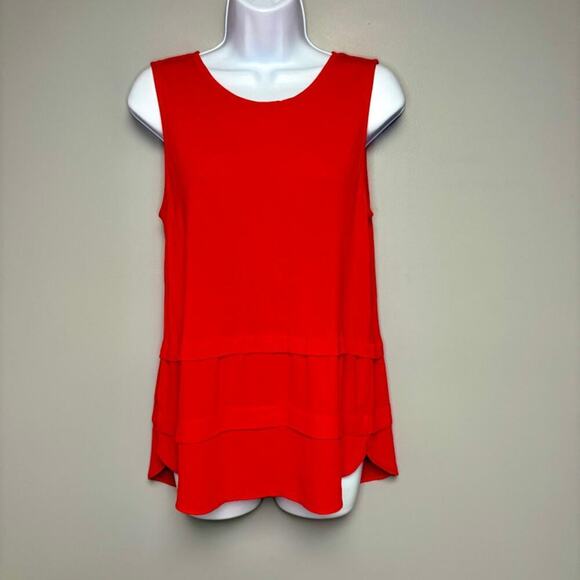 Ann Taylor LOFT Tops - LOFT Tiered Pink Chiffon Sheer Bottom Sleeveless Top Womens Sz M